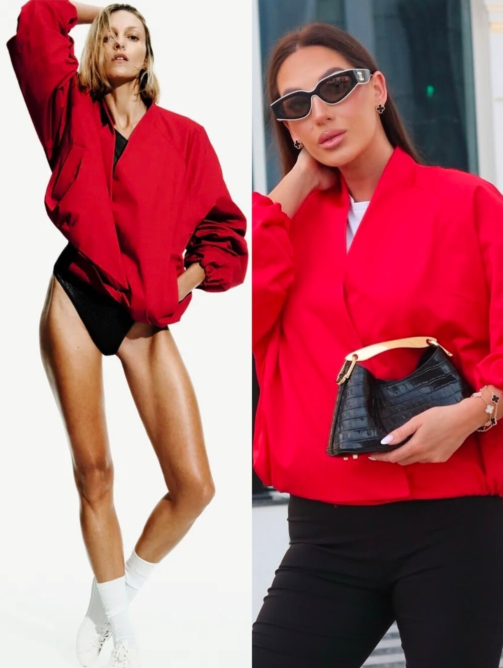 NWT ZARA COLLECTION Red Bomber Wrap Kimono Jacket